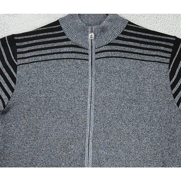 Red Ape Sweater Adult 4X Big Tall Grey Stripe Full Zip Long Sleeve Mock Meck Men